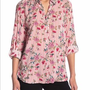 como vintage striped flower blouse